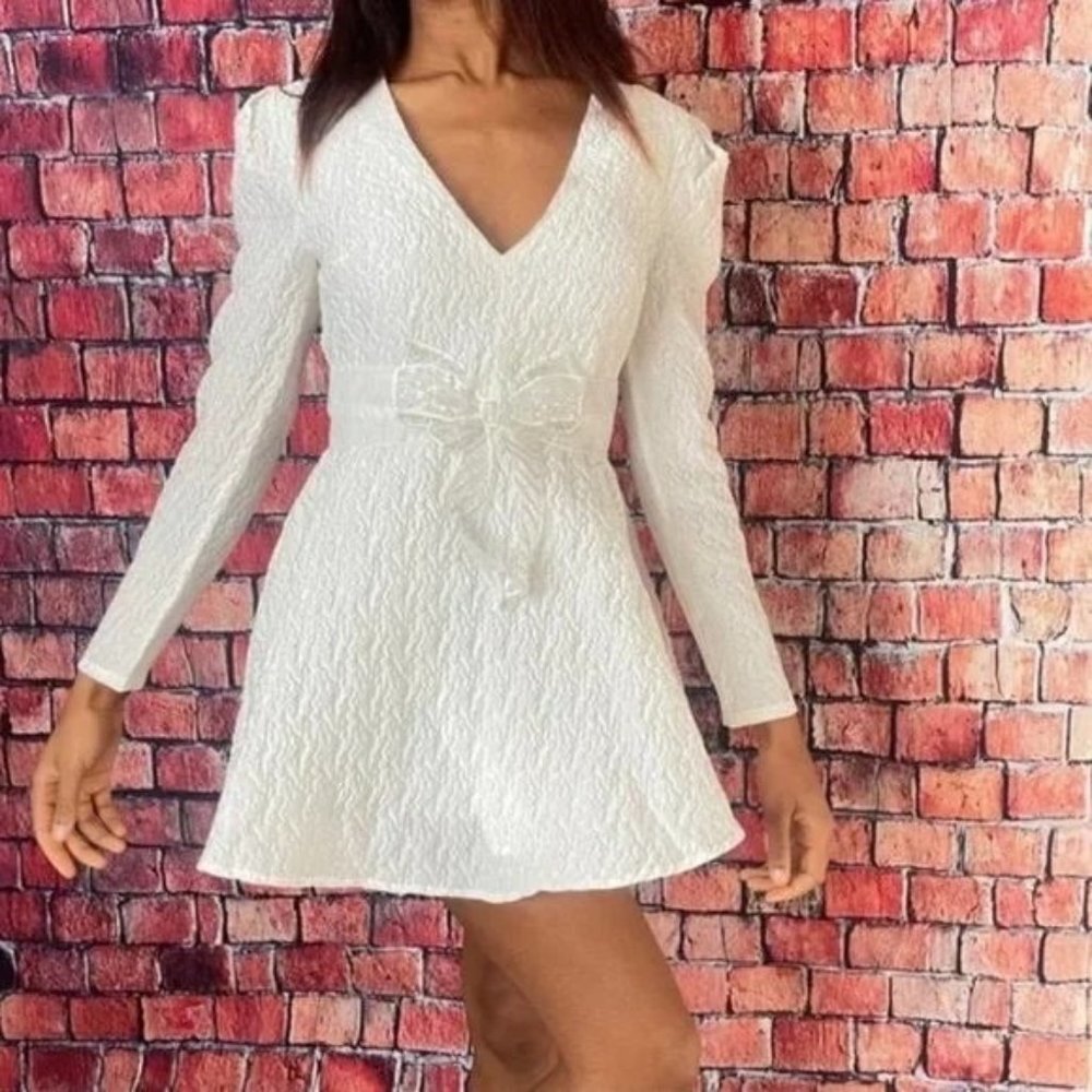 Sister Jane Long-Sleeve Jacquard Mini Dress
